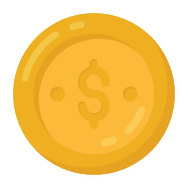 Dolar madeni para düz simgesi