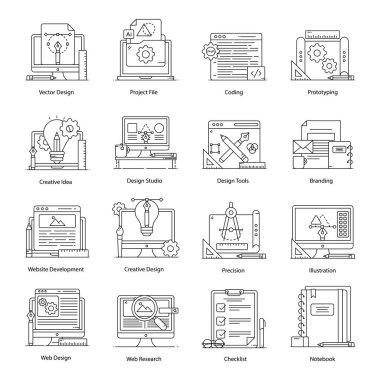 Web tasarımı için vektör simgeleri kümesi 