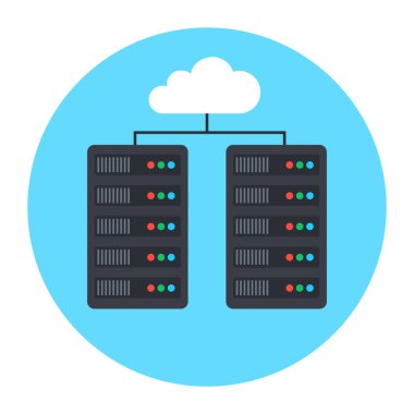 Bulut hesaplama sunucusu simgesi. düz dizayn. vektör illüstrasyonu.