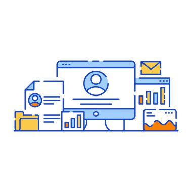 düz tasarım konsepti, seo ve pazarlama simgesinin vektör illüstrasyonu