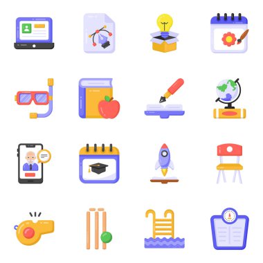 Modern düz vektör uygulama simgeleri kümesi