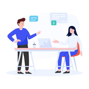 Ofiste birlikte çalışan iş adamları. vektör illüstrasyonu