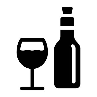 Şarap kadehi ikonu. Web tasarımı için alkollü içecek vektör simgelerinin düz çizimi