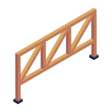 Tahta köprü simgesi. Beyaz arkaplanda izole edilmiş web tasarımı için ahşap yapı vektör sembolünün izometriği