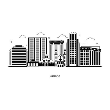 Modern şehir siluetinin vektör illüstrasyonu