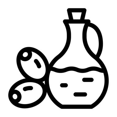 Zeytin yağlı bir şişe, vektör illüstrasyonu