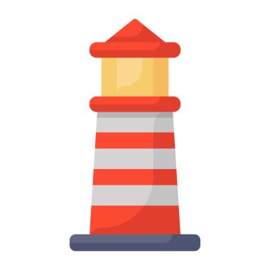 Deniz feneri ikonu. Web tasarımı için deniz sahili vektör simgelerinin basit bir gösterimi