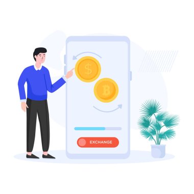 Kredi kartı ve akıllı telefon vektör illüstrasyon tasarımı olan adam