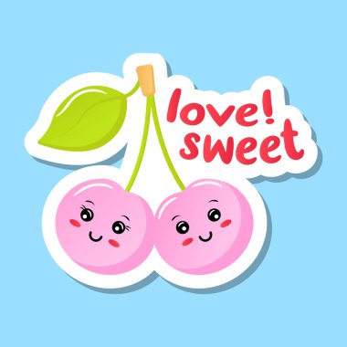 Şirin, mutlu, gülümseyen kiraz