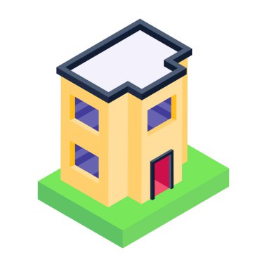 ev inşaatı izometrik vektör çizimi
