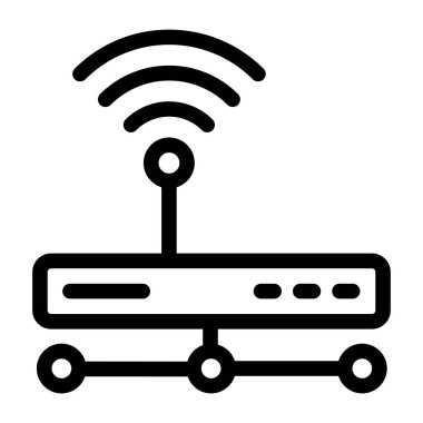 Kablosuz yönlendirici ikon vektörü. İnce çizgi işareti. izole edilmiş sınır sembolü çizimi