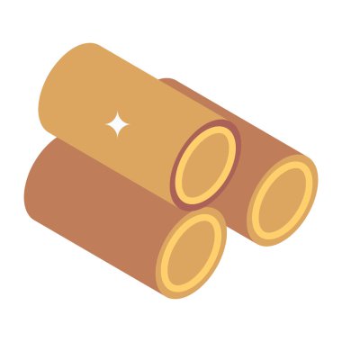 rulo ahşap boru ikonu. Web tasarımı için roll vektör çizimi çizimi