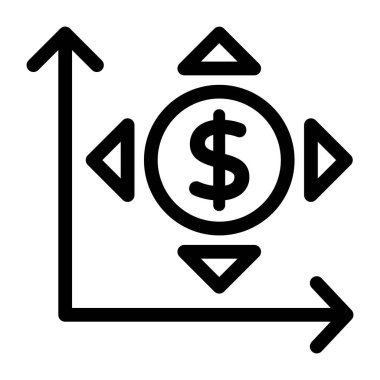 Dolar ve finansman düz vektör simgesi.