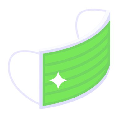 Tıbbi Maske Simgesi Vektör İllüstrasyonu