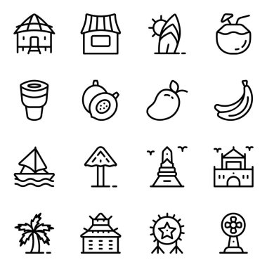 Beyaz arkaplanda modern düz vektör simgeleri kümesi 