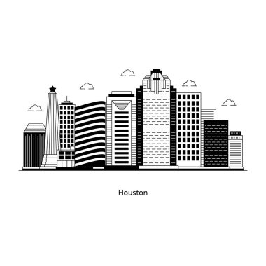 Modern şehir siluetinin vektör illüstrasyonu