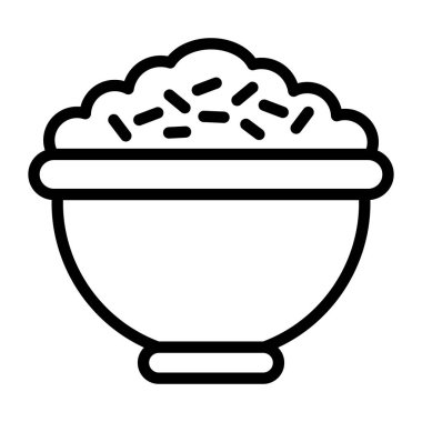 çizgi yemek ikonu. pirinç vektör simgelerinin özet çizimi.