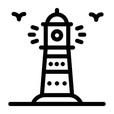 deniz feneri ikonu vektör illüstrasyonu