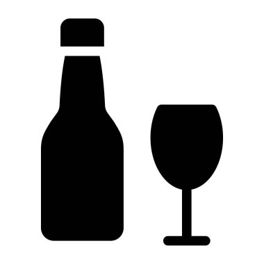 Şarap kadehi ikonu. Web tasarımı için bira şişesi vektör simgelerinin düz çizimi