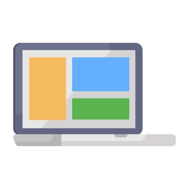 ekranlı bir dizüstü bilgisayar, vektör illüstrasyonu