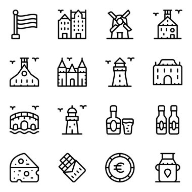 Beyaz arkaplanda modern düz vektör simgeleri kümesi 