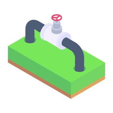 İzometrik vektördeki su borusu simgesi beyaz arkaplanda izole edildi