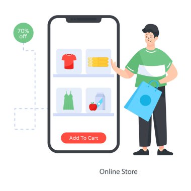 Çantalı ve alışveriş çantalı adam vektör illüstrasyon tasarımı