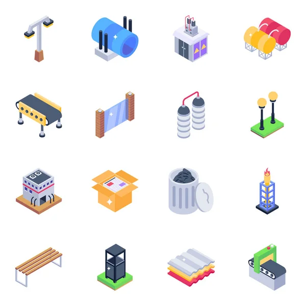 Iconos Isométricos Ilustración Ciudad — Vector de stock