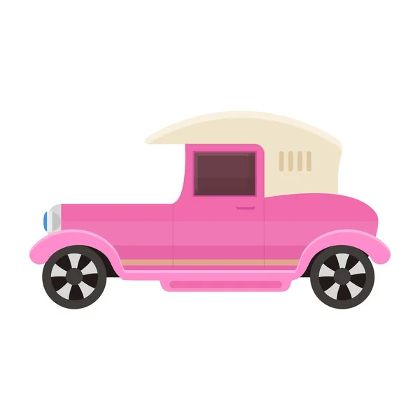 Retro Car Icon Isometric Small Pink Car Vector Symbol Web — Stock Vector