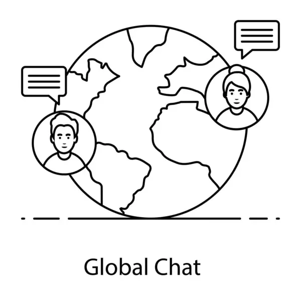 Icona Web Chat Globale Illustrazione Vettoriale — Vettoriale Stock