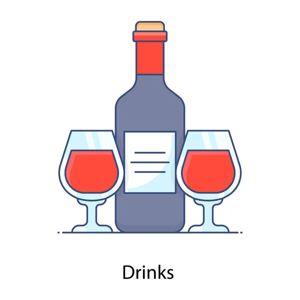 Ποτήρι Κρασί Εικονίδιο Επίπεδη Απεικόνιση Των Διανυσματικών Εικονιδίων Αλκοόλ Ποτό — Διανυσματικό Αρχείο