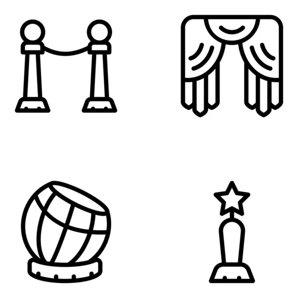 Set Line Iconen Van Circus Theater Andere Vectorobjecten Geïsoleerde Illustratie — Stockvector