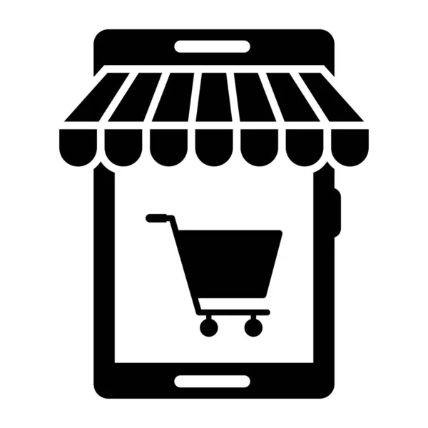 Carrito Compras Con Teléfono Inteligente Aplicación Móvil Vector Ilustración — Archivo Imágenes Vectoriales