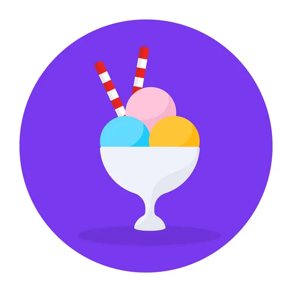 Icono Helado Ilustración Plana Los Iconos Vectoriales Dulces Para Web — Vector de stock