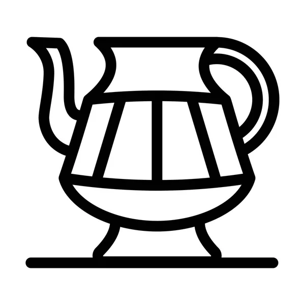 Theepot Vector Lijn Pictogram Bewerkbaar — Stockvector