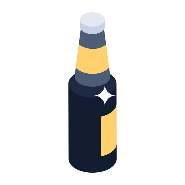 Beer Bottle Icon Isometric Alcohol Drink Vector Illustration — Stock Vector