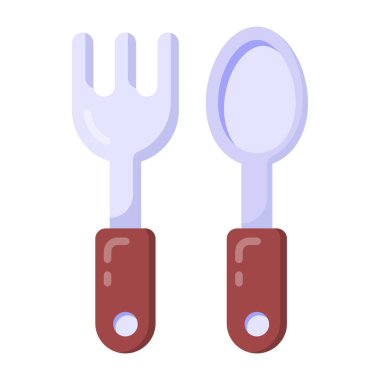 kaşık ve çatal ikonu. vektör illüstrasyonu