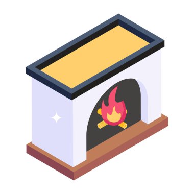 Ateş vektör illüstrasyon dizaynlı şömine