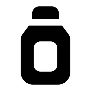 Süt şişesi ikonu. Beyaz arkaplanda izole edilmiş web tasarımı için protein içeceği vektör simgelerinin basit çizimi