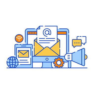 e-posta, pazarlama, yönetim, internet, blog, optimizasyon, zarf ve diğer simgeler.