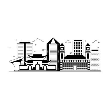 Modern şehir mimarisinin vektör çizimi