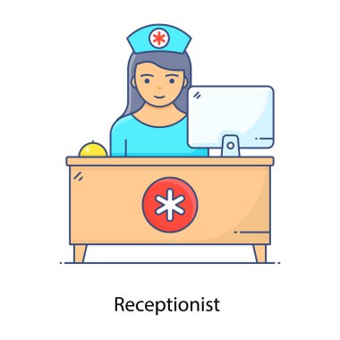 Laptop vektör çizimi olan bir hemşire