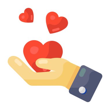 Sevgi sembolü illüstrasyonuyla el ele tutuşan kalp