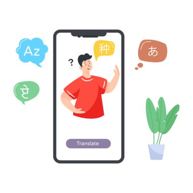 Akıllı telefon ve para çantası vektör illüstrasyonlu adam