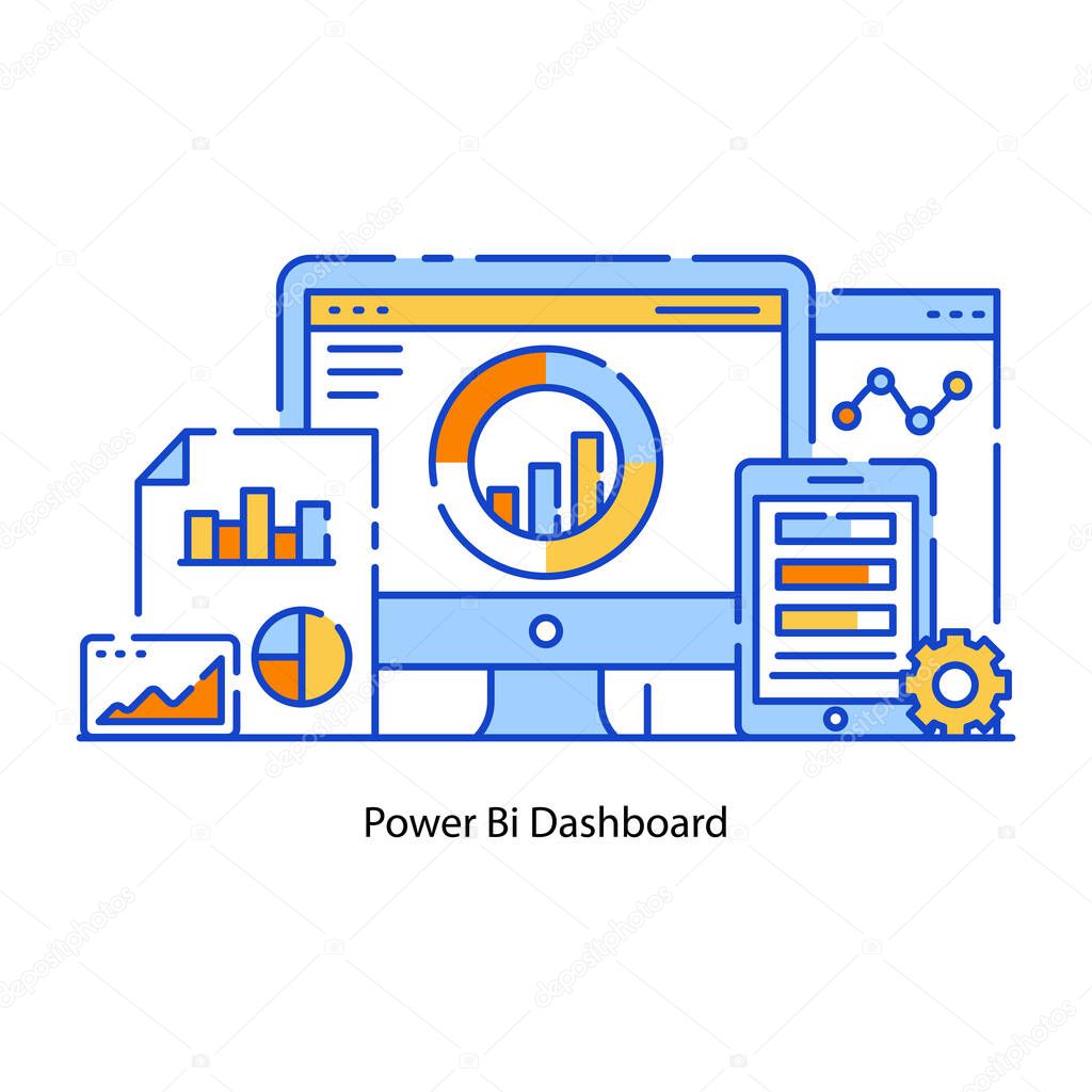 vector icon of power Bi dashboard