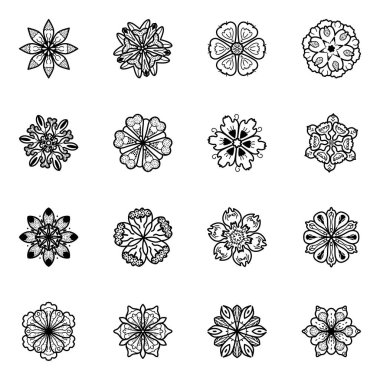Siyah ve beyaz mandala desenleri. vektör illüstrasyonu
