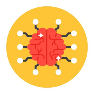 beyin vektörü düz renk simgesi