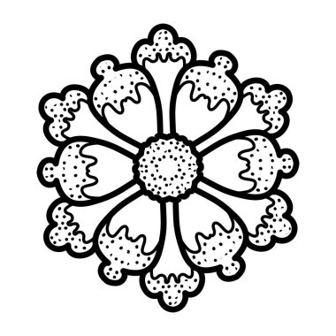 siyah ve beyaz tek renkli çiçekli desen. Soyut geometrik arkaplan. vektör illüstrasyonu.