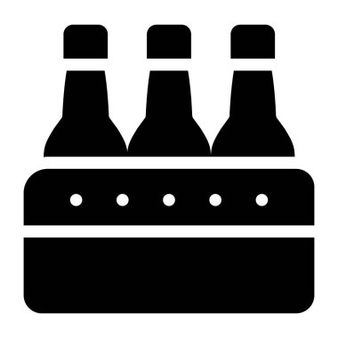 Bira şişeleri ikonu. Beyaz arkaplanda izole edilmiş web tasarımı için alkol içeceği vektör simgelerinin basit bir gösterimi