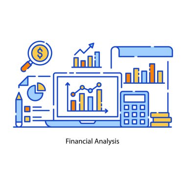 İş ve finans çizgisi simgeleri ayarlandı. vektör illüstrasyonu